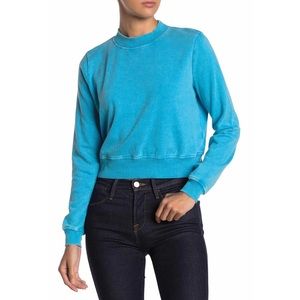 love, Fire Cropped Sweatshirt Hawaiian Surf Blue